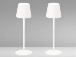 2er SET Akku Tischlampen Weiß USB Kabel Sensor Dimmer Höhe 38cm