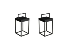 2er SET Akku Tischleuchten Outdoor, per Solar & USB aufladbar mit Wandhalterung