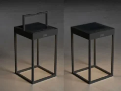 2er SET Akku Tischleuchten Outdoor, per Solar & USB aufladbar mit Wandhalterung