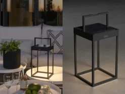 2er SET Akku Tischleuchten Outdoor, per Solar & USB aufladbar mit Wandhalterung