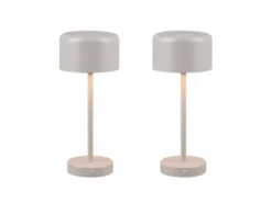 2er SET Akku Tischleuchten, per USB aufladbar, dimmbar, Hellgrau, Höhe 30cm