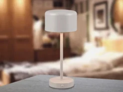 2er SET Akku Tischleuchten, per USB aufladbar, dimmbar, Hellgrau, Höhe 30cm