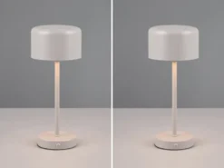 2er SET Akku Tischleuchten, per USB aufladbar, dimmbar, Hellgrau, Höhe 30cm