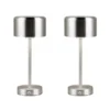 2er SET Akku Tischleuchten, per USB aufladbar, dimmbar, Silber matt, Höhe 30cm