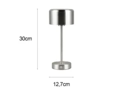 2er SET Akku Tischleuchten, per USB aufladbar, dimmbar, Silber matt, Höhe 30cm