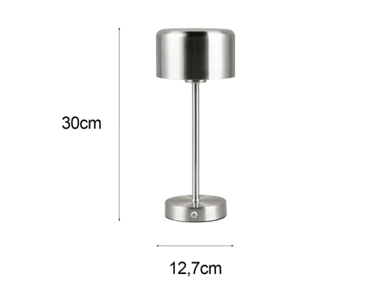 2er SET Akku Tischleuchten, per USB aufladbar, dimmbar, Silber matt, Höhe 30cm