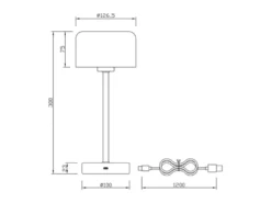 2er SET Akku Tischleuchten, per USB aufladbar, dimmbar, Silber matt, Höhe 30cm