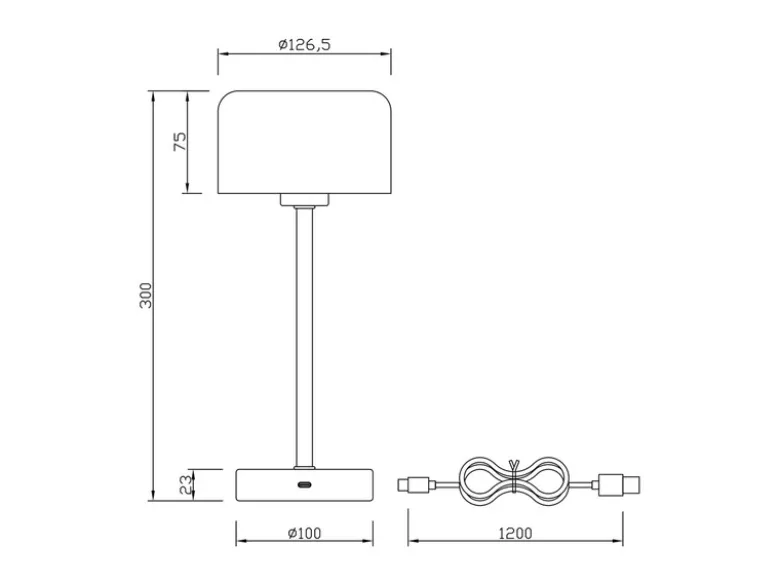 2er SET Akku Tischleuchten, per USB aufladbar, dimmbar, Silber matt, Höhe 30cm