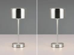 2er SET Akku Tischleuchten, per USB aufladbar, dimmbar, Silber matt, Höhe 30cm