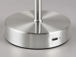2er SET Akku Tischleuchten, per USB aufladbar, dimmbar, Silber matt, Höhe 30cm