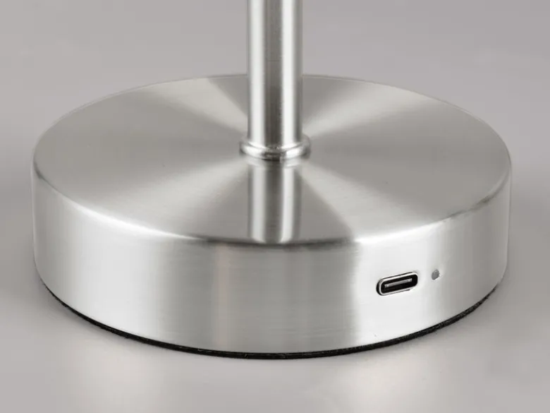2er SET Akku Tischleuchten, per USB aufladbar, dimmbar, Silber matt, Höhe 30cm