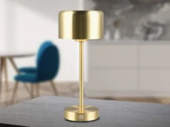 2er SET Akku Tischleuchten, per USB aufladbar, dimmbar, Messing matt, Höhe 30cm