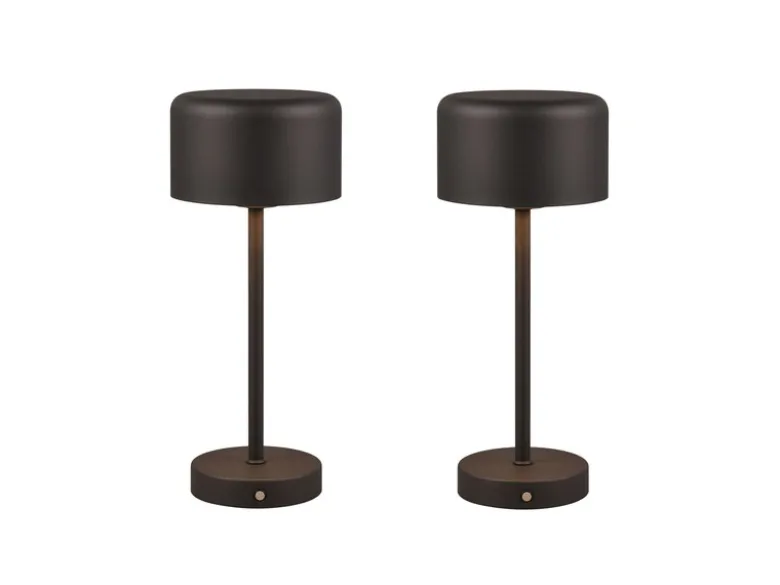 2er SET Akku Tischleuchten, per USB aufladbar, dimmbar, Schwarz, Höhe 30cm