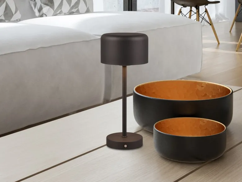 2er SET Akku Tischleuchten, per USB aufladbar, dimmbar, Schwarz, Höhe 30cm