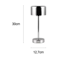 2er SET Akku Tischleuchten, per USB aufladbar, dimmbar, Silber Chrom, Höhe 30cm
