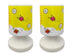 2er Set Akku Tischleuchte Sonne und Schmetterling, per USB aufladbar, Höhe 20cm