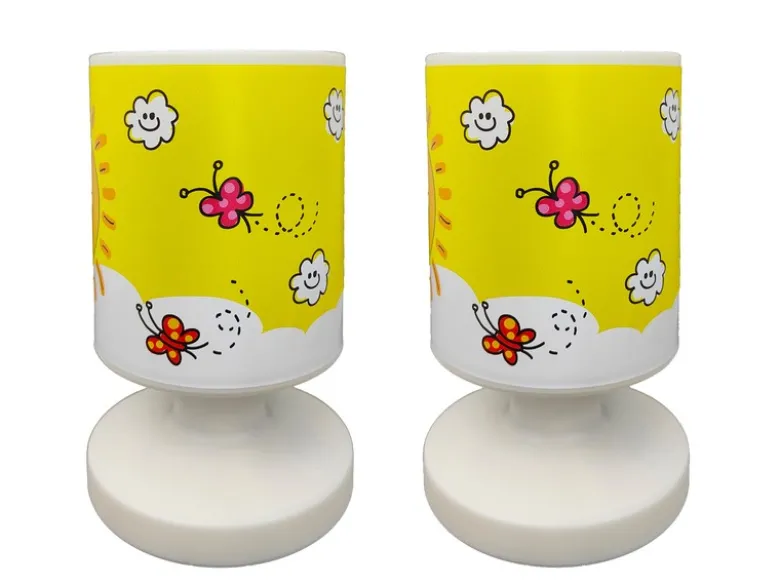 2er Set Akku Tischleuchte Sonne und Schmetterling, per USB aufladbar, Höhe 20cm