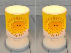 2er Set Akku Tischleuchte Sonne und Schmetterling, per USB aufladbar, Höhe 20cm