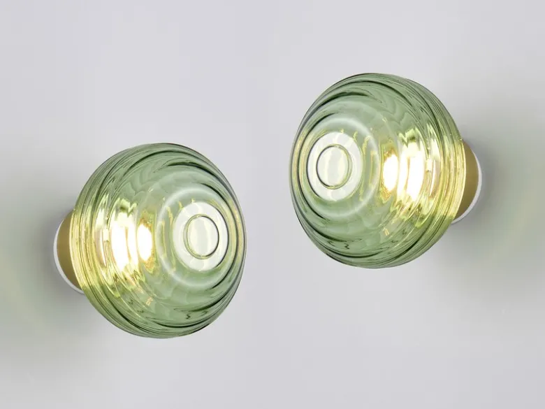 2er SET Akku Wandleuchten mit Glasschirm Grün dimmbar, Ø 15,5cm