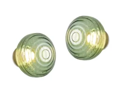 2er SET Akku Wandleuchten mit Glasschirm Grün dimmbar, Ø 15,5cm