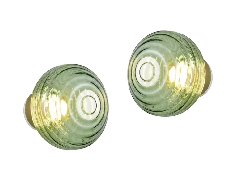 2er SET Akku Wandleuchten mit Glasschirm Grün dimmbar, Ø 15,5cm