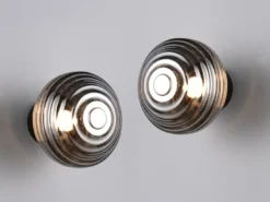 2er SET Akku Wandleuchten mit Rauchglas Lampenschirm dimmbar, Ø 15,5cm