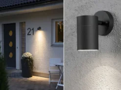 2er-Set Aluminium Downlight Wandleuchten MODENA schwarz, GU10, Höhe 13 cm, IP44