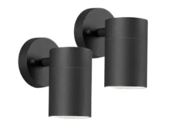 2er-Set Aluminium Downlight Wandleuchten MODENA schwarz, GU10, Höhe 13 cm, IP44