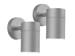 2er-Set Aluminium Downlight Wandleuchten MODENA grau, GU10, Höhe 13 cm, IP44