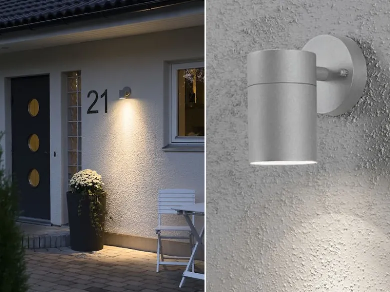 2er-Set Aluminium Downlight Wandleuchten MODENA grau, GU10, Höhe 13 cm, IP44