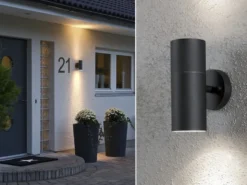 2er-Set Aluminium Up-Down Wandleuchte MODENA schwarz, GU10, Höhe 19,5 cm, IP44