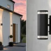 2er-Set Aluminium Up-Down Wandleuchte MODENA schwarz, GU10, Höhe 23,5 cm, IP44