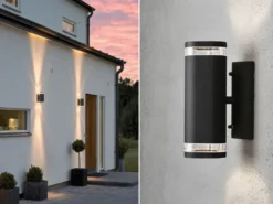 2er-Set Aluminium Up-Down Wandleuchte MODENA schwarz, GU10, Höhe 23,5 cm, IP44