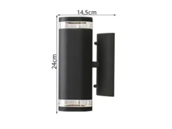 2er-Set Aluminium Up-Down Wandleuchte MODENA schwarz, GU10, Höhe 23,5 cm, IP44