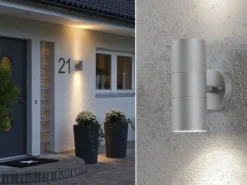 2er-Set Aluminium Up-Down Wandleuchte MODENA grau, GU10, Höhe 19,5 cm, IP44