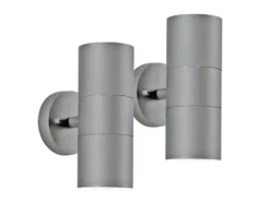 2er-Set Aluminium Up-Down Wandleuchte MODENA grau, GU10, Höhe 19,5 cm, IP44