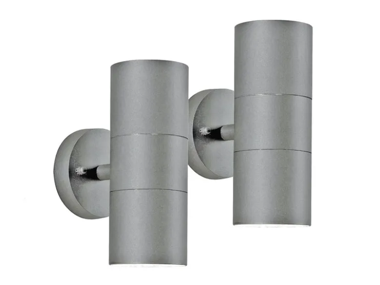 2er-Set Aluminium Up-Down Wandleuchte MODENA grau, GU10, Höhe 19,5 cm, IP44