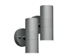 2er-Set Aluminium Up-Down Wandleuchten MODENA grau, GU10, Höhe 17 cm, IP44