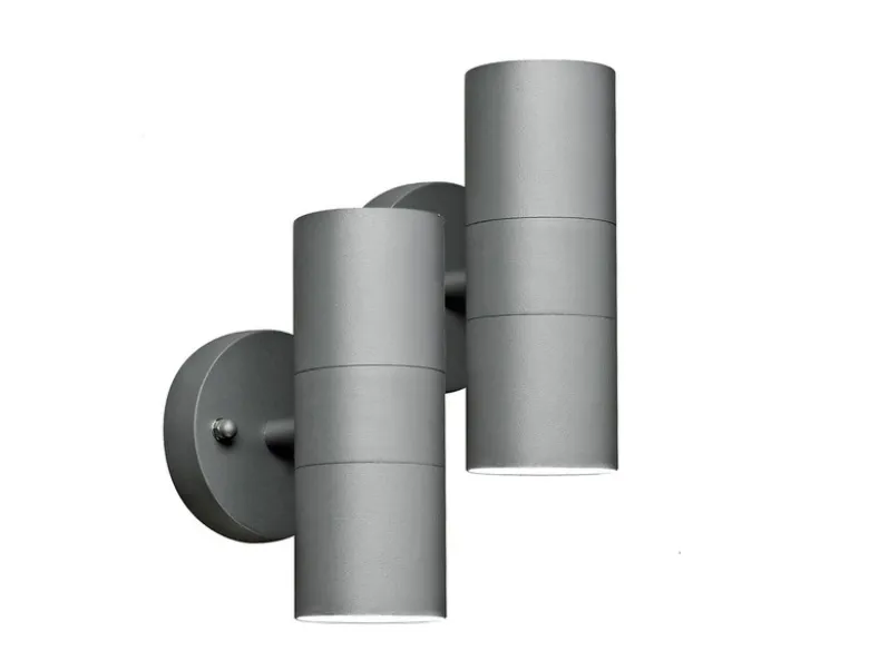 2er-Set Aluminium Up-Down Wandleuchten MODENA grau, GU10, Höhe 17 cm, IP44