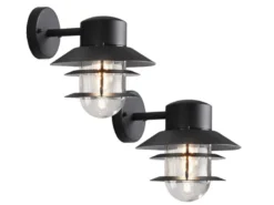 2er-Set Aluminium Wandleuchten MODENA schwarz, E27-Sockel, Höhe 24 cm, IP44