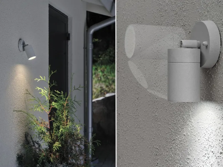 2er-Set Aluminium Wandspot MODENA grau, GU10, Höhe 15cm, IP44