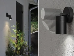 2er-Set Aluminium Wandspot MODENA schwarz, GU10, Höhe 15 cm, IP44