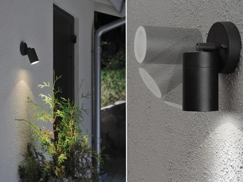 2er-Set Aluminium Wandspot MODENA schwarz, GU10, Höhe 15 cm, IP44