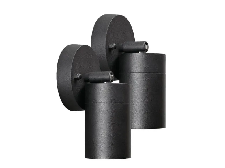 2er-Set Aluminium Wandspot MODENA schwarz, GU10, Höhe 15 cm, IP44