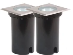 2er SET Außen Bodeneinbaustrahler 11 x 11cm IP65, Edelstahl, bis 1500 kg