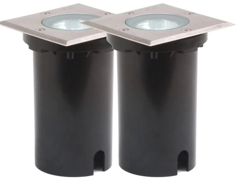 2er SET Außen Bodeneinbaustrahler 11 x 11cm IP65, Edelstahl, bis 1500 kg