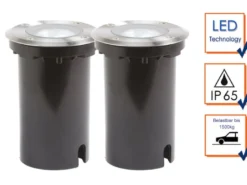 2er SET Außen Bodeneinbaustrahler Ø 11cm IP65, Edelstahl, bis 1500 kg
