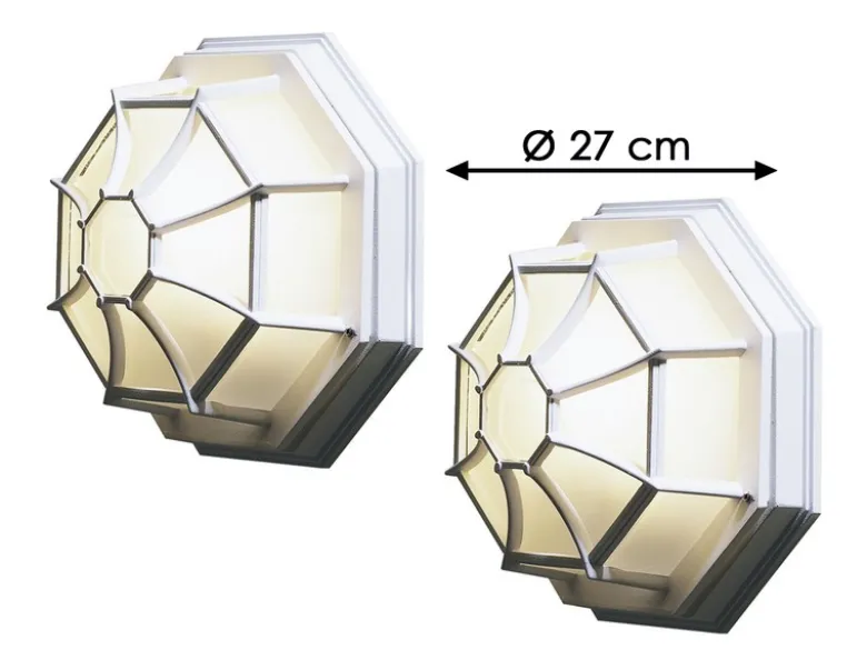 2er Set Außenleuchte Ø27cm, Wandleuchte Deckenleuchte weiß / Acrylglas gefrostet