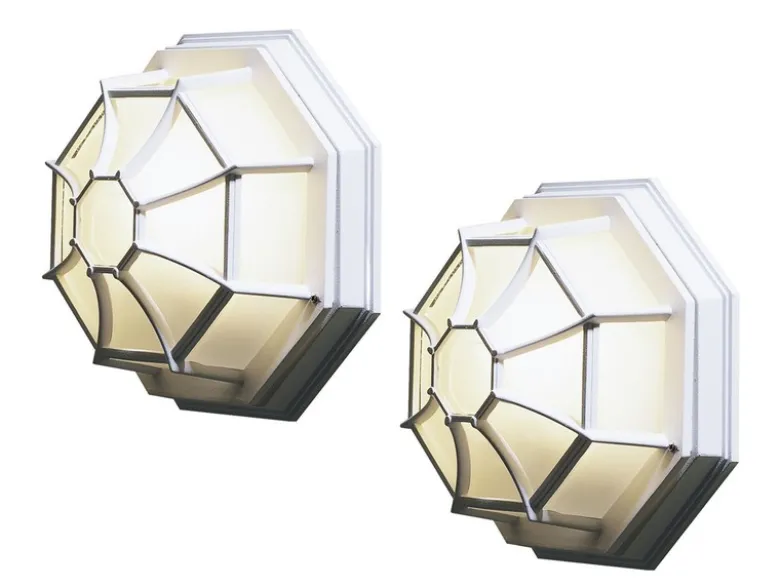 2er Set Außenleuchte Ø27cm, Wandleuchte Deckenleuchte weiß / Acrylglas gefrostet
