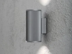 2er SET Außenwandlampen Up & Downlight Aluminium Grau, H 20,5cm